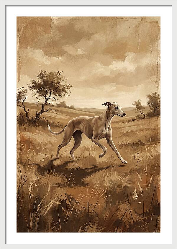 Whippet Running Gracefully Through Fields