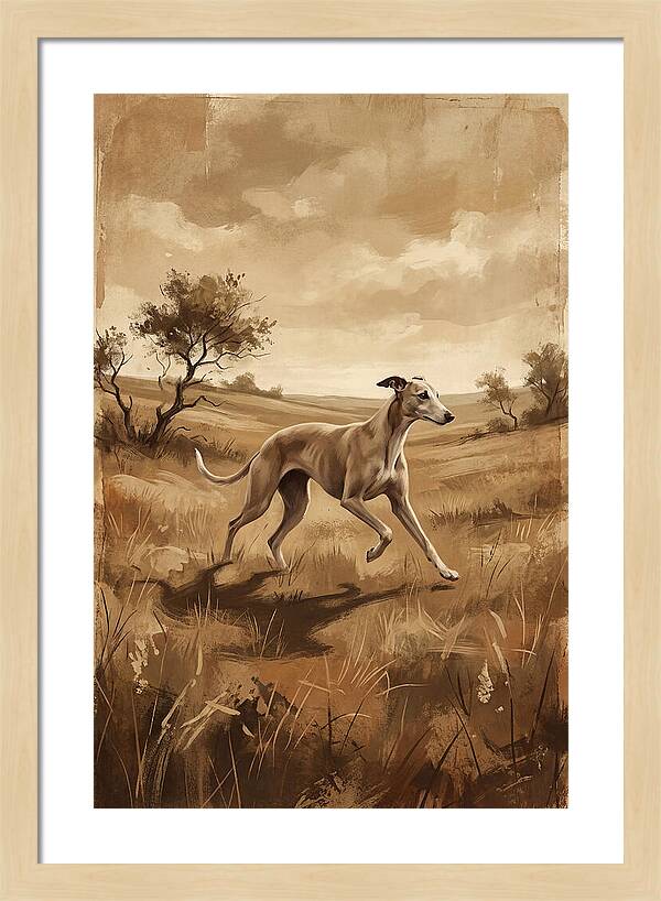 Whippet Running Gracefully Through Fields