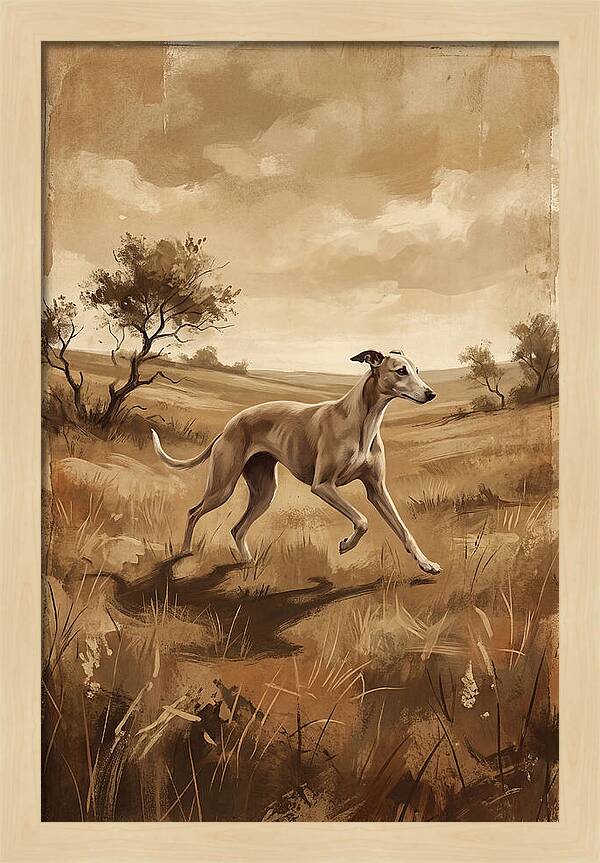 Whippet Running Gracefully Through Fields