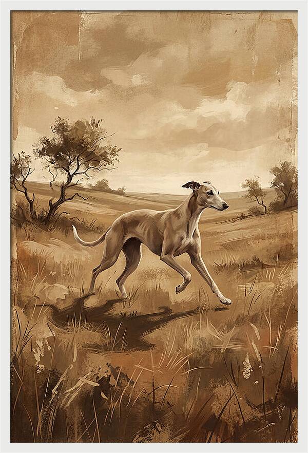 Whippet Running Gracefully Through Fields