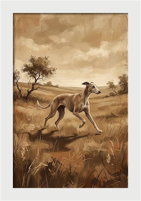 Whippet Running Gracefully Through Fields