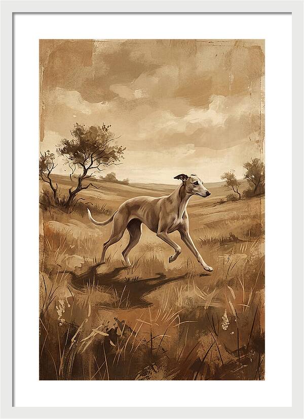 Whippet Running Gracefully Through Fields