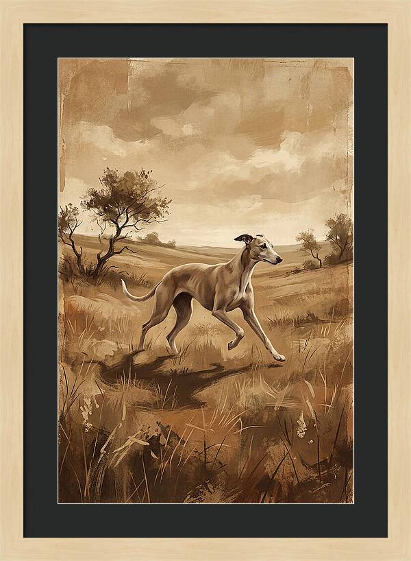 Whippet Running Gracefully Through Fields