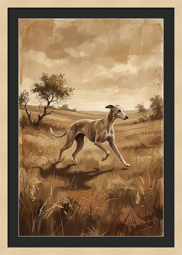 Whippet Running Gracefully Through Fields