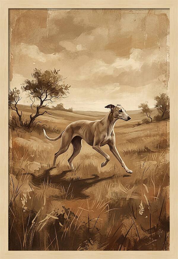 Whippet Running Gracefully Through Fields