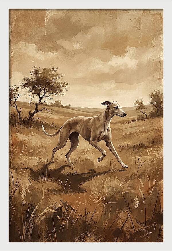 Whippet Running Gracefully Through Fields