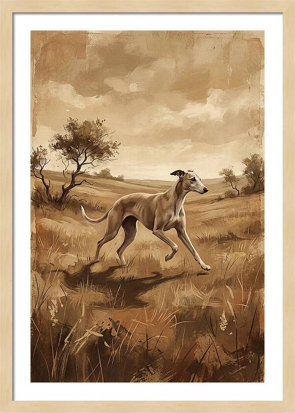 Whippet Running Gracefully Through Fields