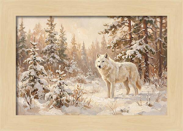 White Arctic Wolf In Snow