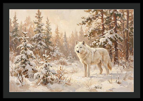 White Arctic Wolf In Snow