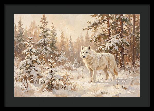 White Arctic Wolf In Snow