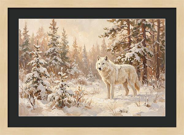 White Arctic Wolf In Snow