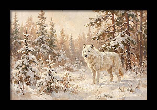White Arctic Wolf In Snow