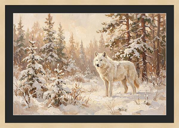 White Arctic Wolf In Snow