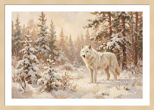 White Arctic Wolf In Snow