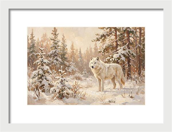 White Arctic Wolf In Snow