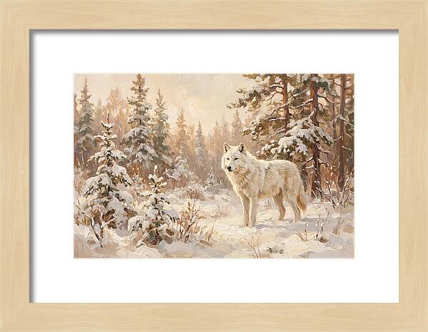 White Arctic Wolf In Snow