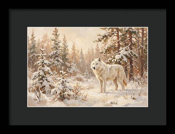 White Arctic Wolf In Snow