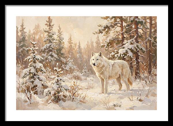 White Arctic Wolf In Snow