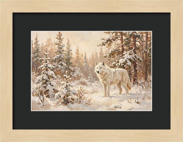 White Arctic Wolf In Snow