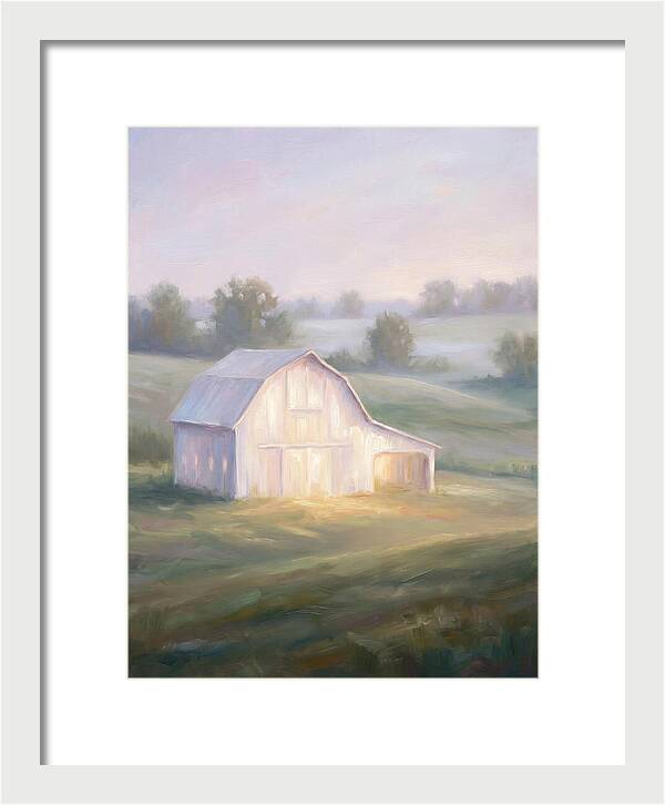 White Barn At Dusk