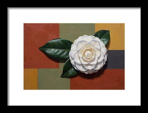 White Camellia On Glossy Leaf