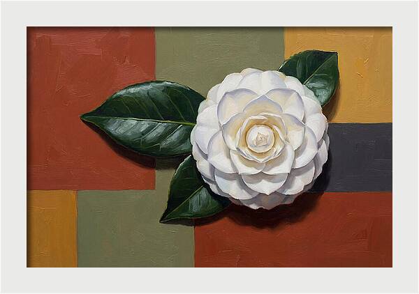 White Camellia On Glossy Leaf