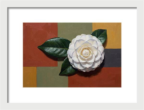 White Camellia On Glossy Leaf