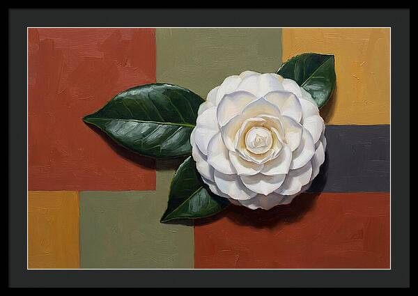 White Camellia On Glossy Leaf