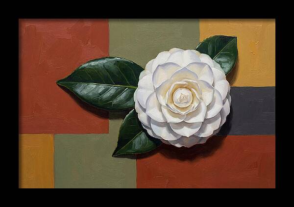 White Camellia On Glossy Leaf