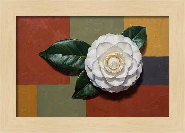 White Camellia On Glossy Leaf