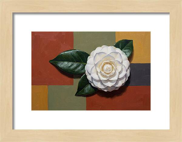 White Camellia On Glossy Leaf