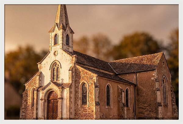 White Church With Tall Steeple