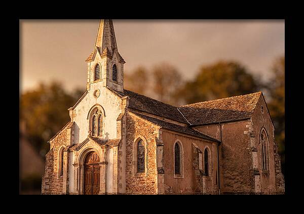 White Church With Tall Steeple