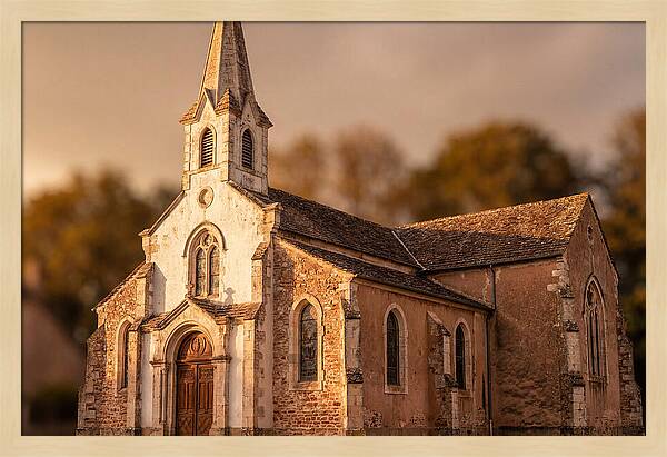 White Church With Tall Steeple