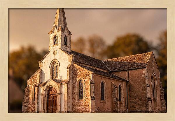 White Church With Tall Steeple