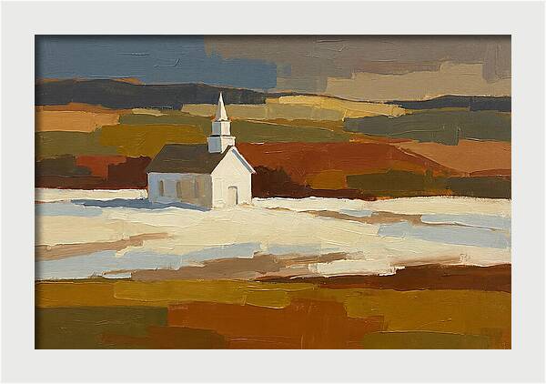 White Country Church Under Clouds