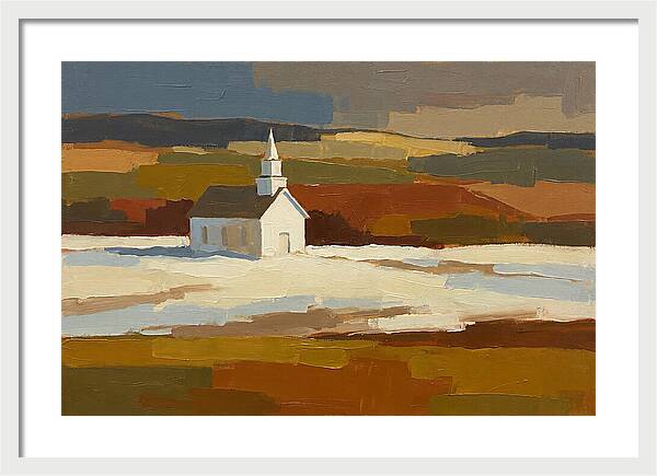 White Country Church Under Clouds