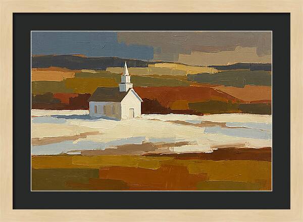 White Country Church Under Clouds