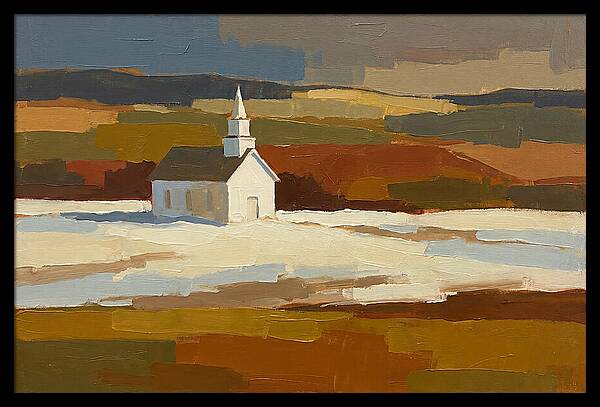 White Country Church Under Clouds