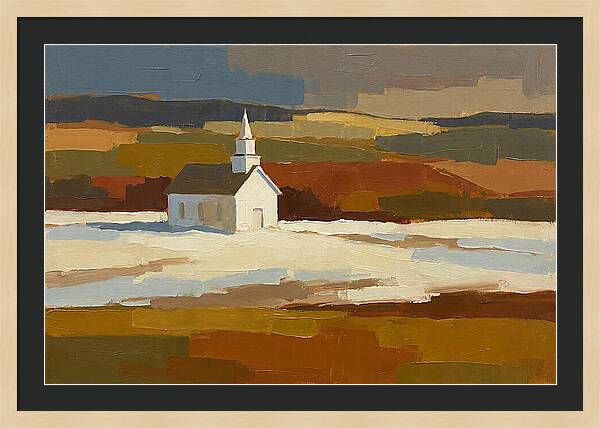 White Country Church Under Clouds