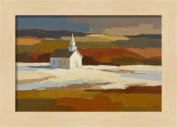 White Country Church Under Clouds