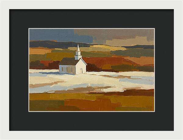 White Country Church Under Clouds