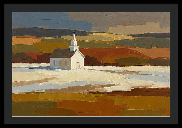 White Country Church Under Clouds