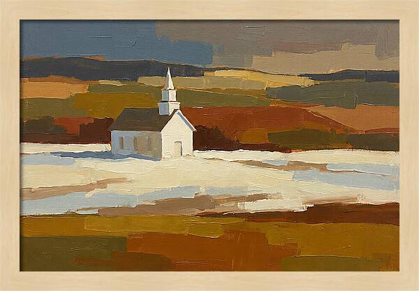 White Country Church Under Clouds