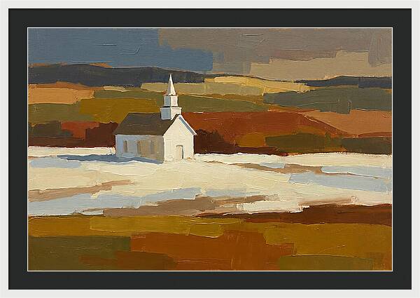 White Country Church Under Clouds