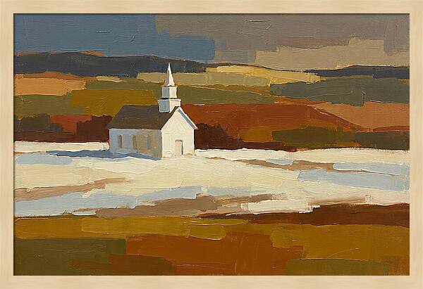 White Country Church Under Clouds