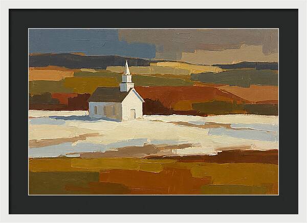 White Country Church Under Clouds