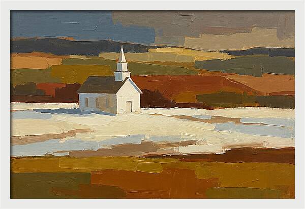 White Country Church Under Clouds