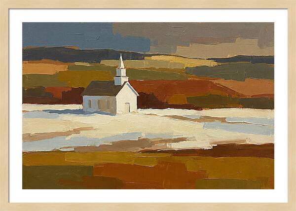 White Country Church Under Clouds