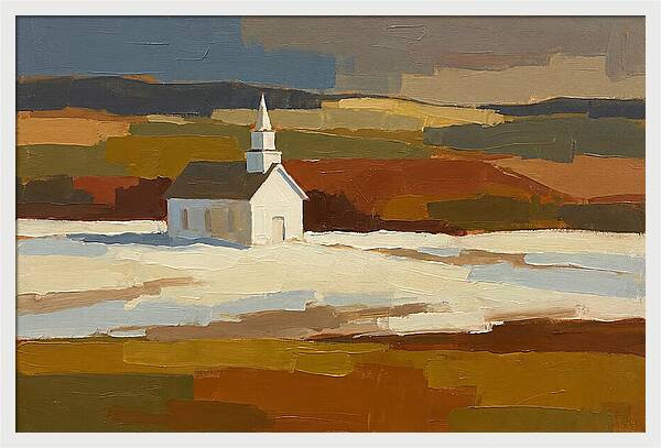 White Country Church Under Clouds